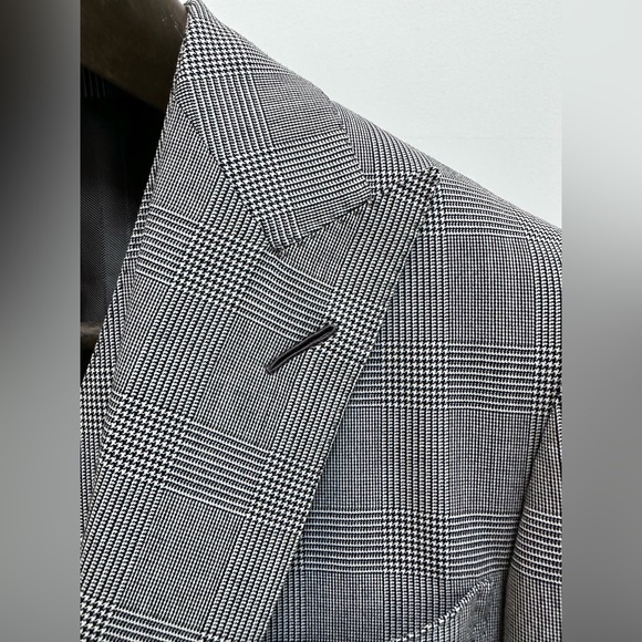 Tom Ford 3 Piece Suit Wool Peak Lapel Glen Plaid Check Jacket Vest Trousers 50R - Picture 13 of 15